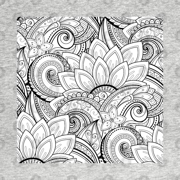 Non Colored Pattern with Vintage Floral Motifs by lissantee